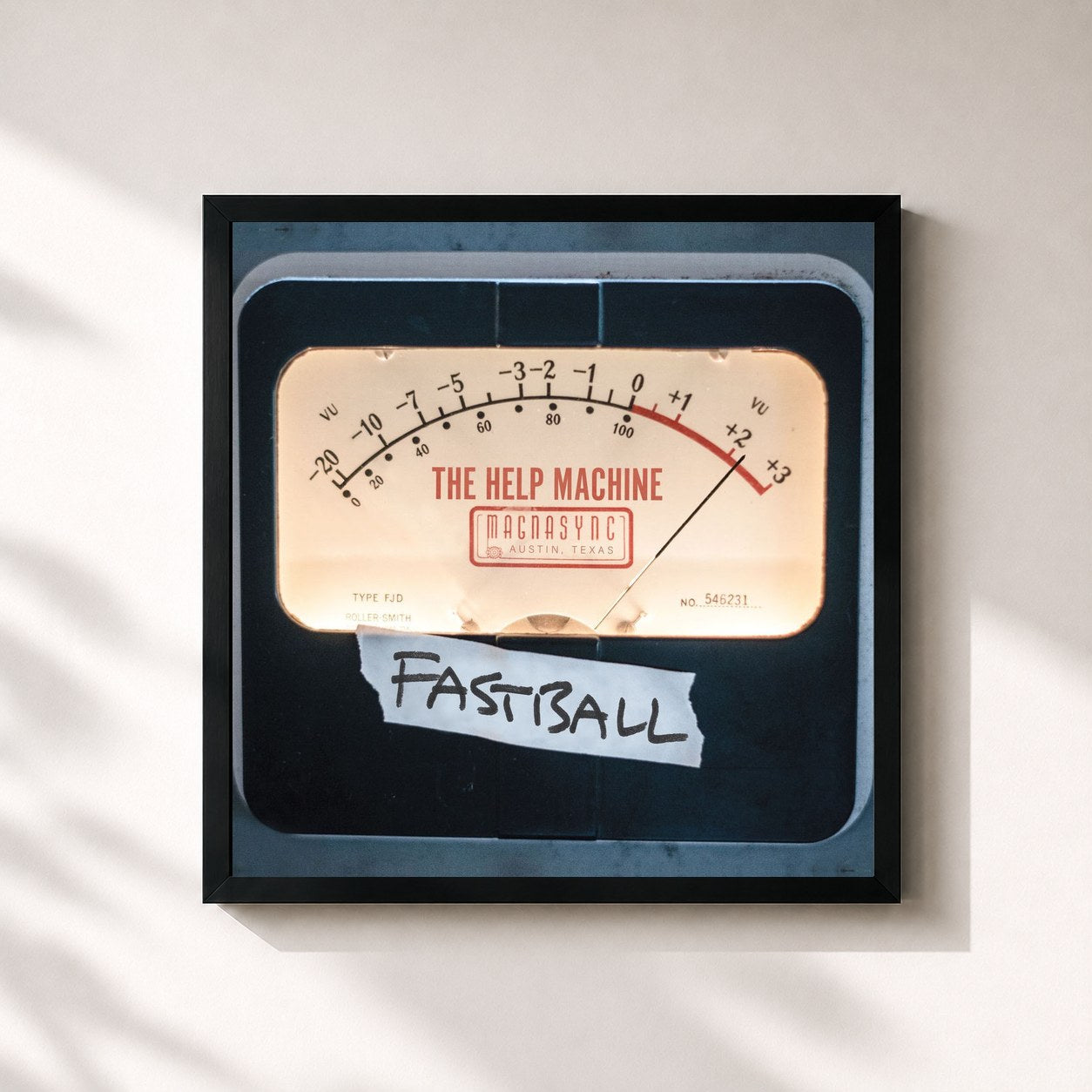 #noir Tableau carré de l'album The Help Machine de Fastball, cadre noir 32x32 cm