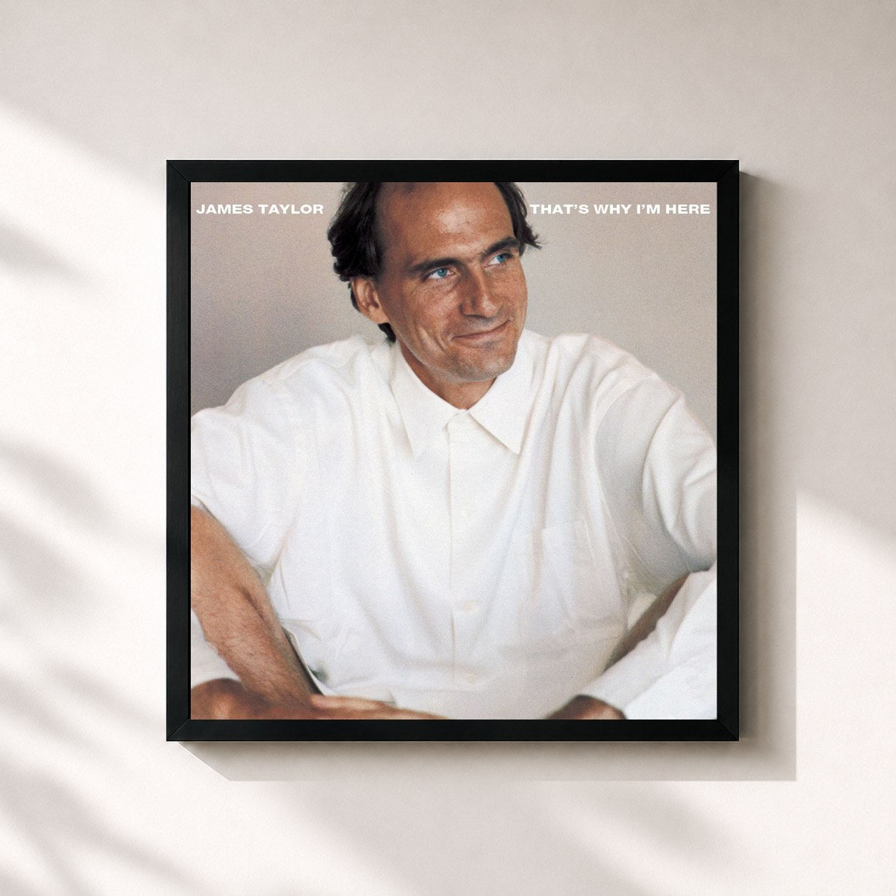 #noir Tableau carré de l'album That's Why I'm Here de James Taylor, cadre noir 32x32 cm