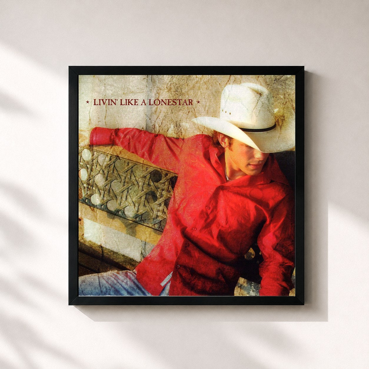 #noir Tableau carré de l'album Livin' Like a Lonestar de Granger Smith, cadre noir 32x32 cm