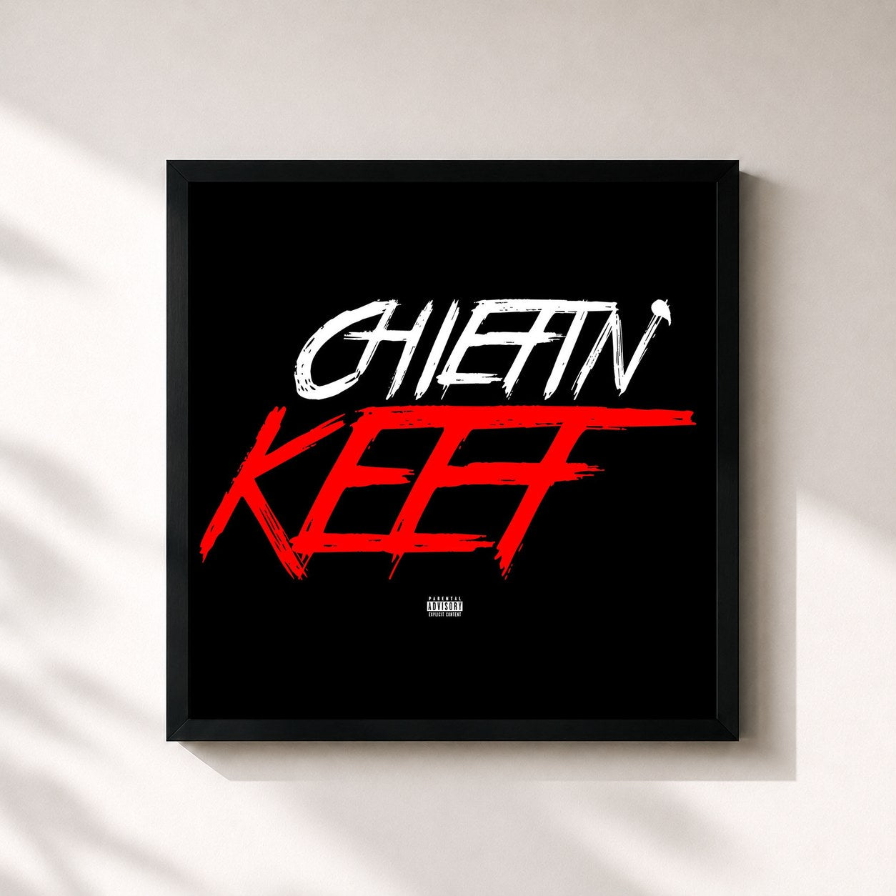 #noir Tableau carré de l'album Chiefin' Keef de Chief Keef, cadre noir 32x32 cm