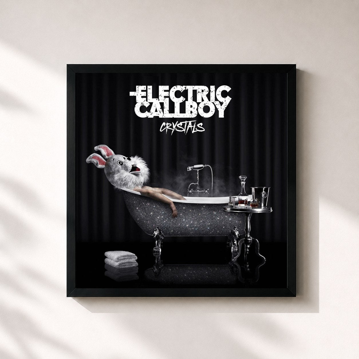#noir Tableau carré de l'album Crystals de Electric Callboy, cadre noir 32x32 cm