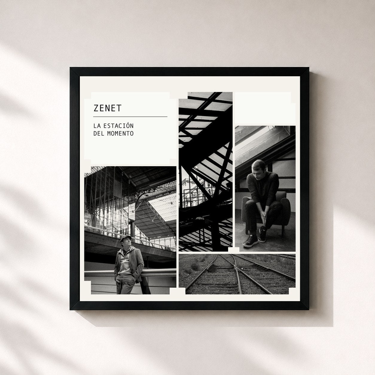#noir Tableau carré de l'album La Estación del Momento de Zenet, cadre noir 32x32 cm