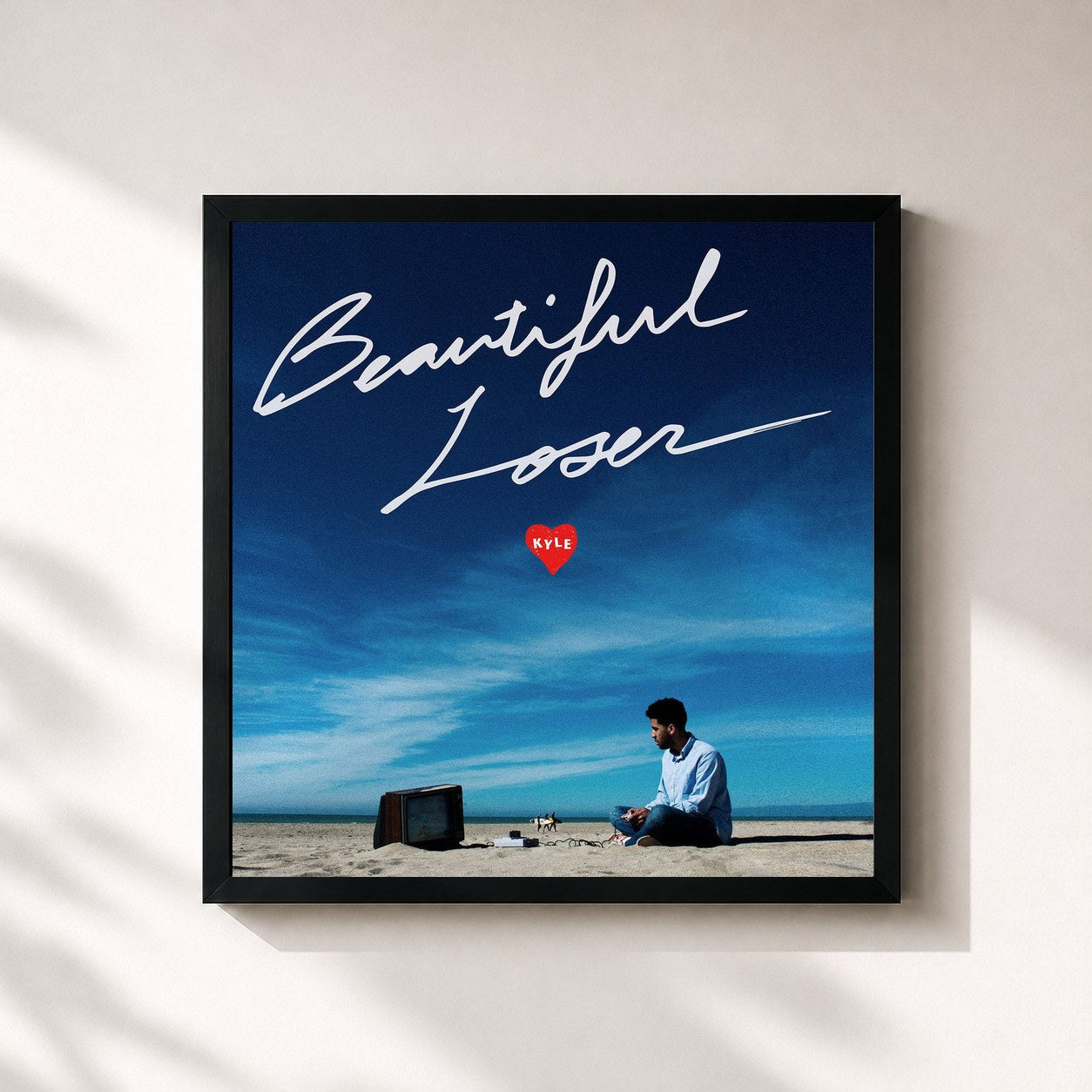 #noir Tableau carré de l'album Beautiful Loser de Kyle, cadre noir 32x32 cm