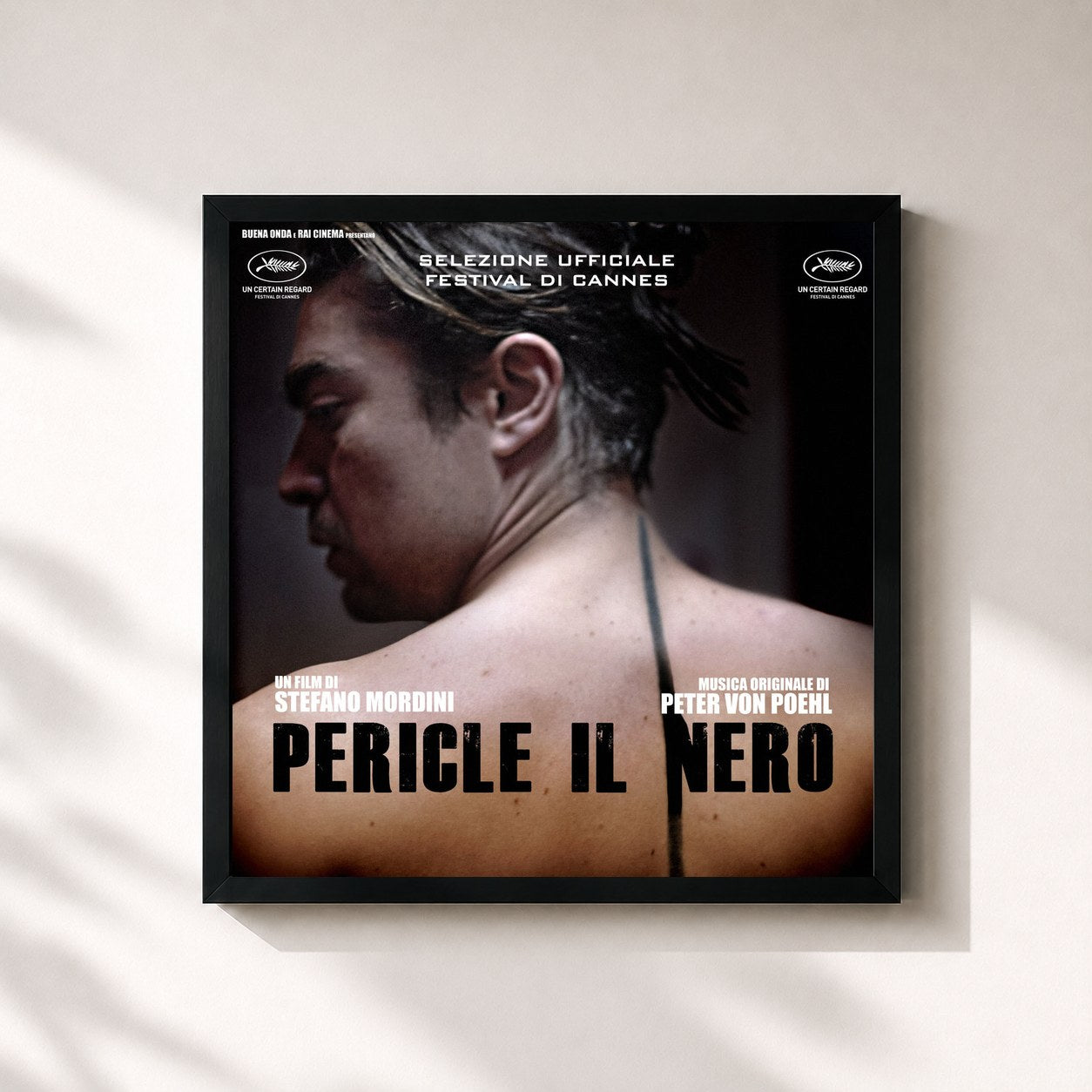 #noir Tableau carré de l'album Pericle il nero (Original Motion Picture Soundtrack) de Peter von Poehl, cadre noir 32x32 cm
