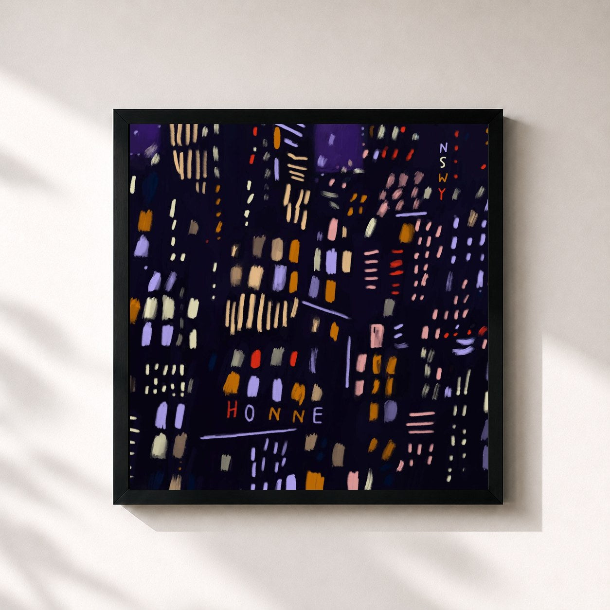 #noir Tableau carré de l'album no song without you de HONNE, cadre noir 32x32 cm