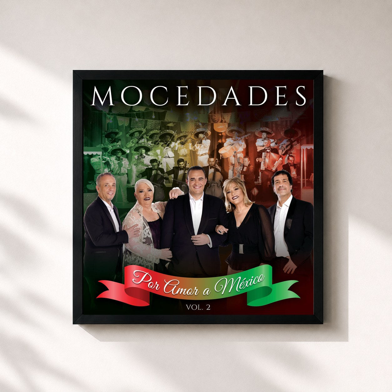 #noir Tableau carré de l'album Por Amor A México (Vol. 2) de Mocedades, cadre noir 32x32 cm