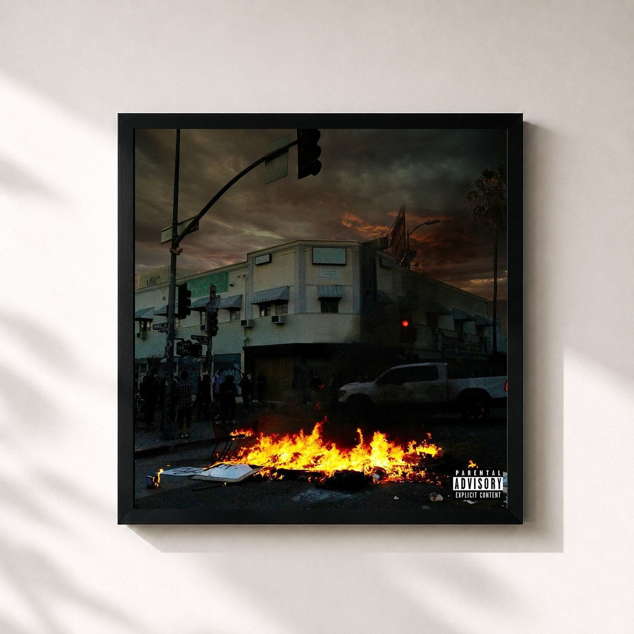 #noir Tableau carré de l'album The Imperfect Storm de Wale, cadre noir 32x32 cm
