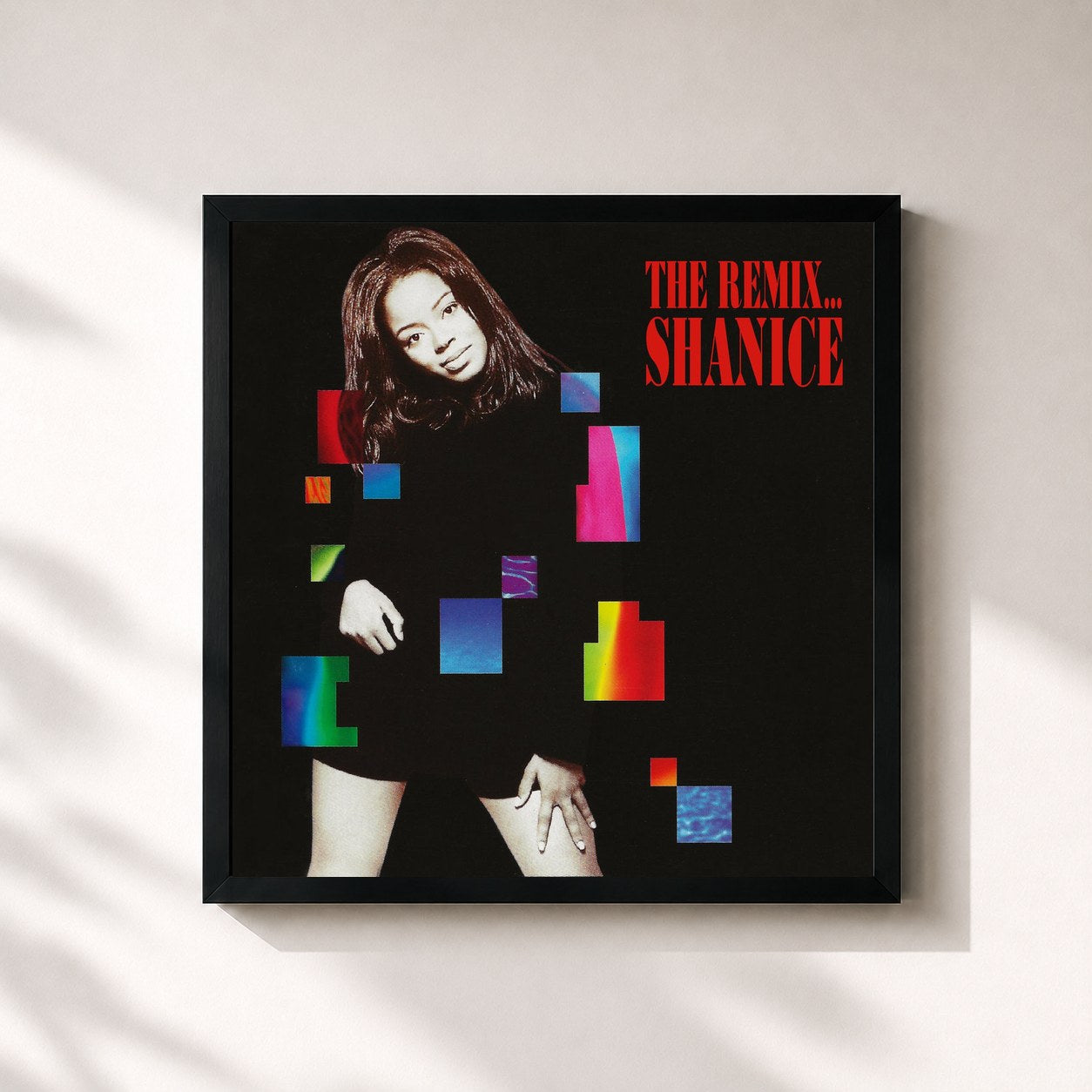 #noir Tableau carré de l'album The Remix... de Shanice, cadre noir 32x32 cm