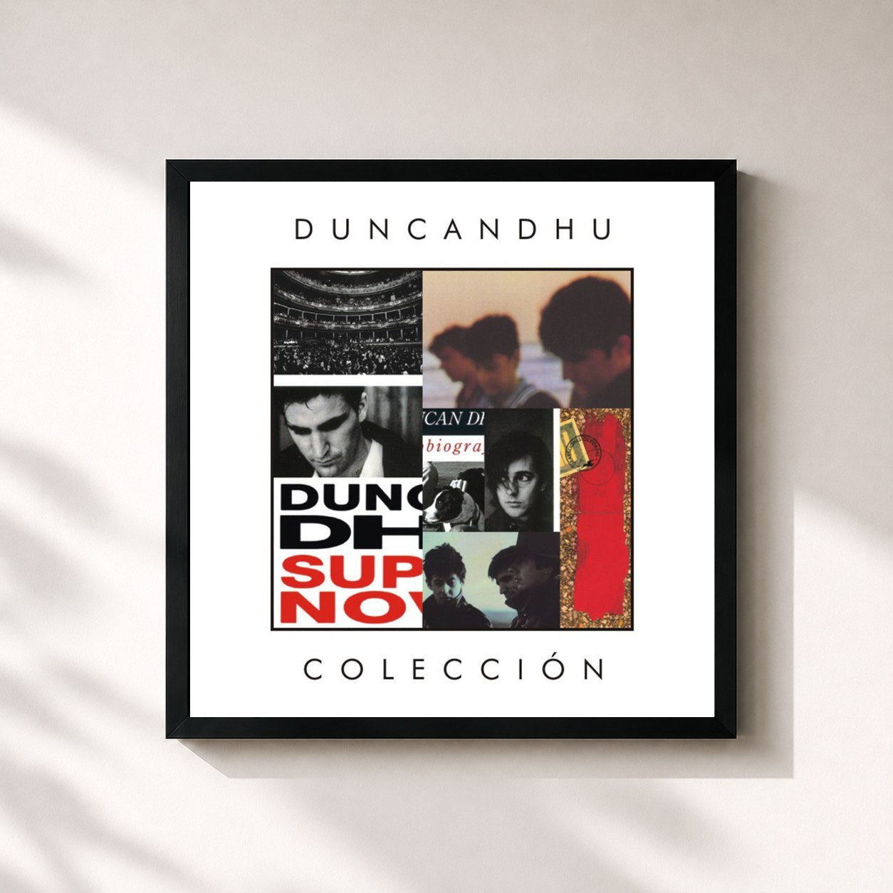 #noir Tableau carré de l'album Coleccion de Duncan Dhu, cadre noir 32x32 cm