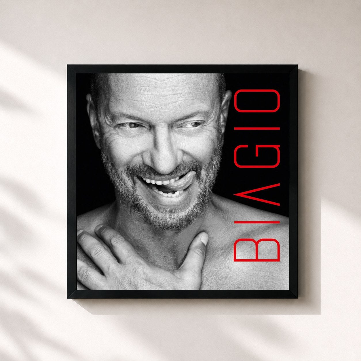 #noir Tableau carré de l'album BIAGIO de Biagio Antonacci, cadre noir 32x32 cm