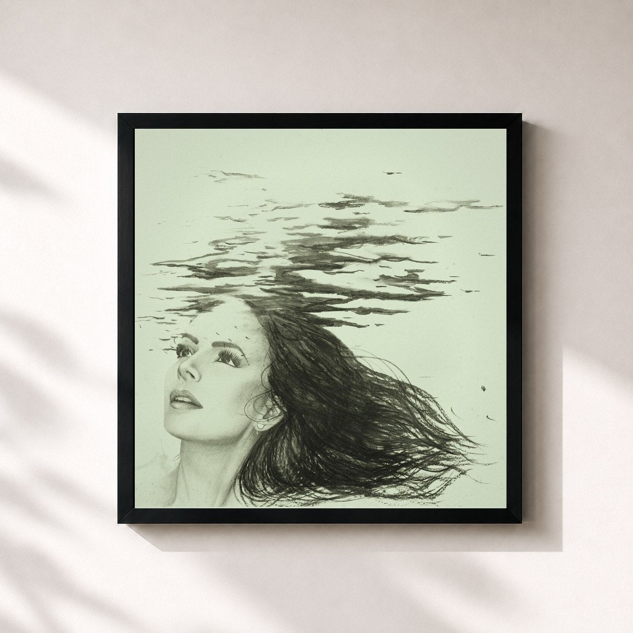 #noir Tableau carré de l'album 10:39 de Sandy, cadre noir 32x32 cm