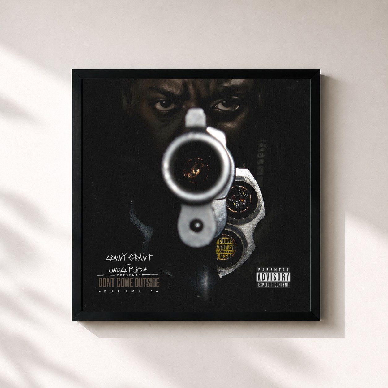 #noir Tableau carré de l'album Don't Come Outside, Vol. 1 de Uncle Murda, cadre noir 32x32 cm
