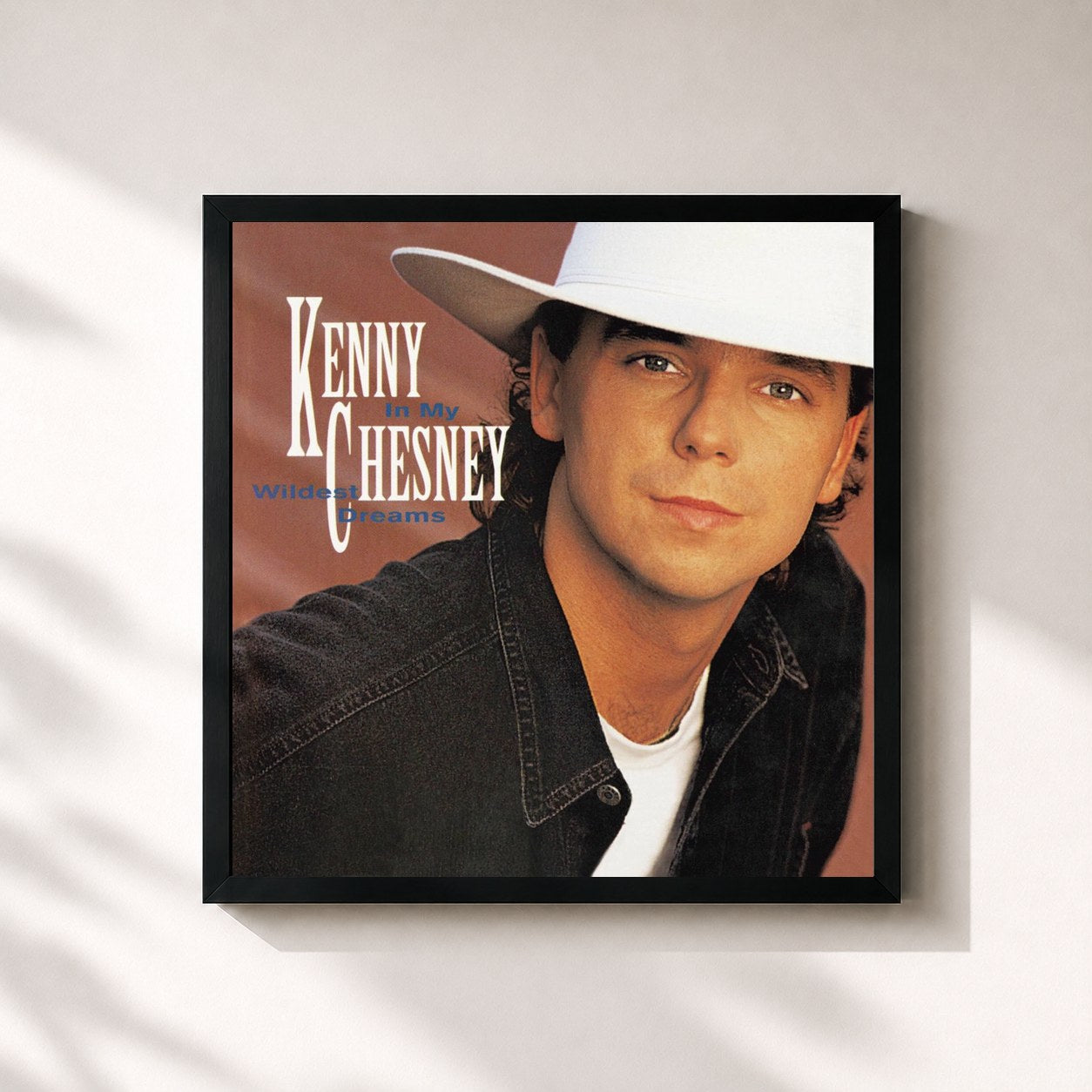 #noir Tableau carré de l'album In My Wildest Dreams de Kenny Chesney, cadre noir 32x32 cm