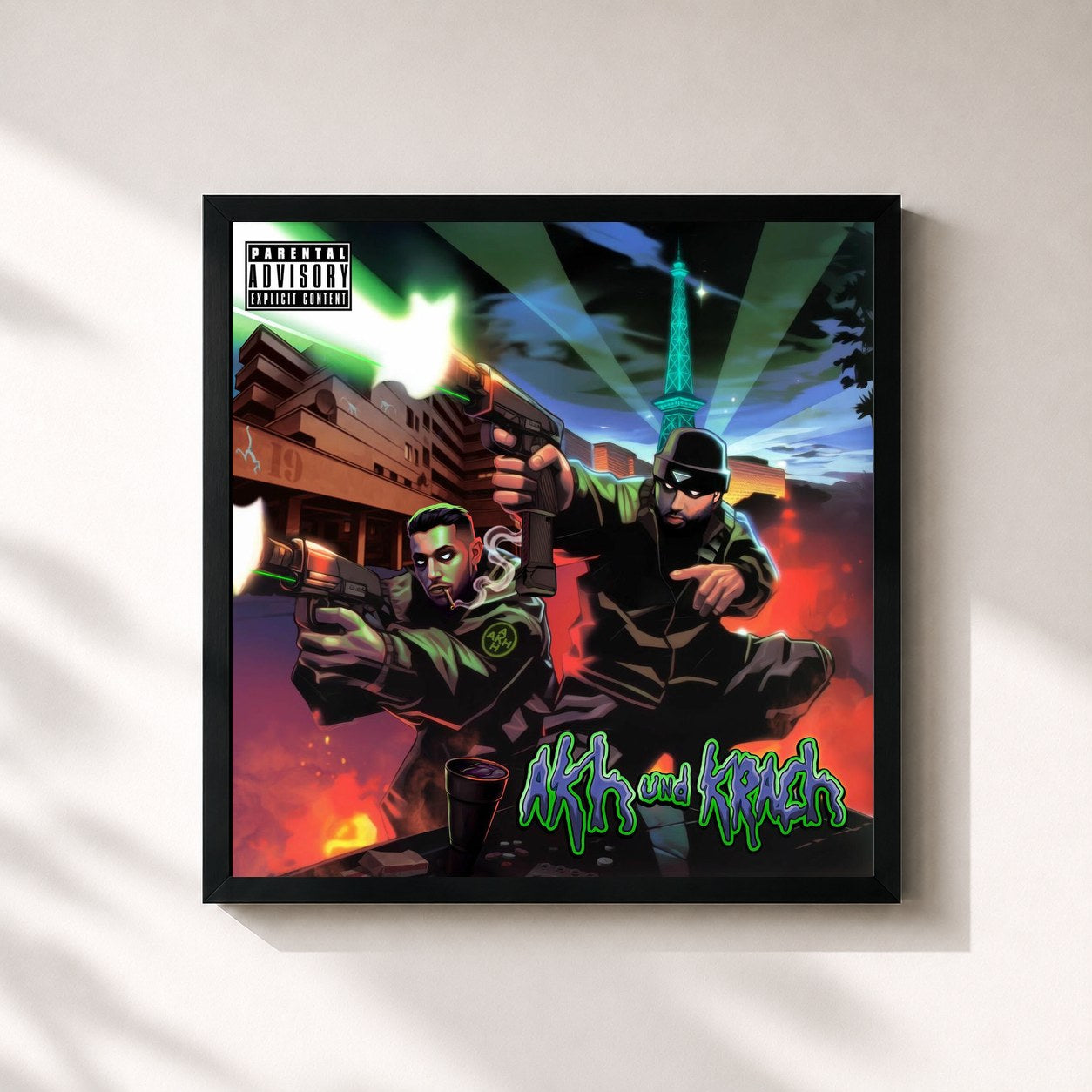 #noir Tableau carré de l'album Akh & Krach de Nizi19, cadre noir 32x32 cm