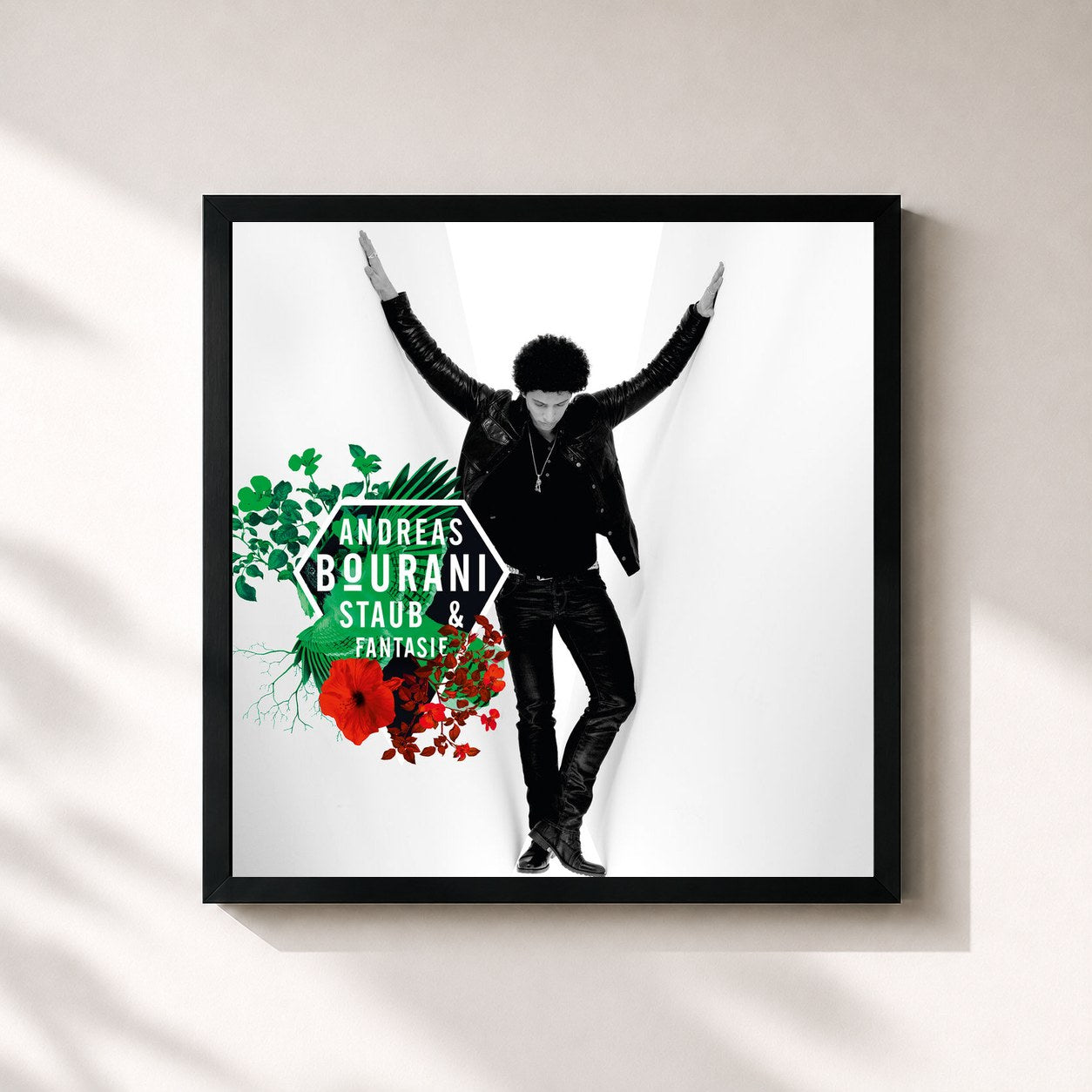 #noir Tableau carré de l'album Staub und Fantasie (Deluxe Version) de Andreas Bourani, cadre noir 32x32 cm