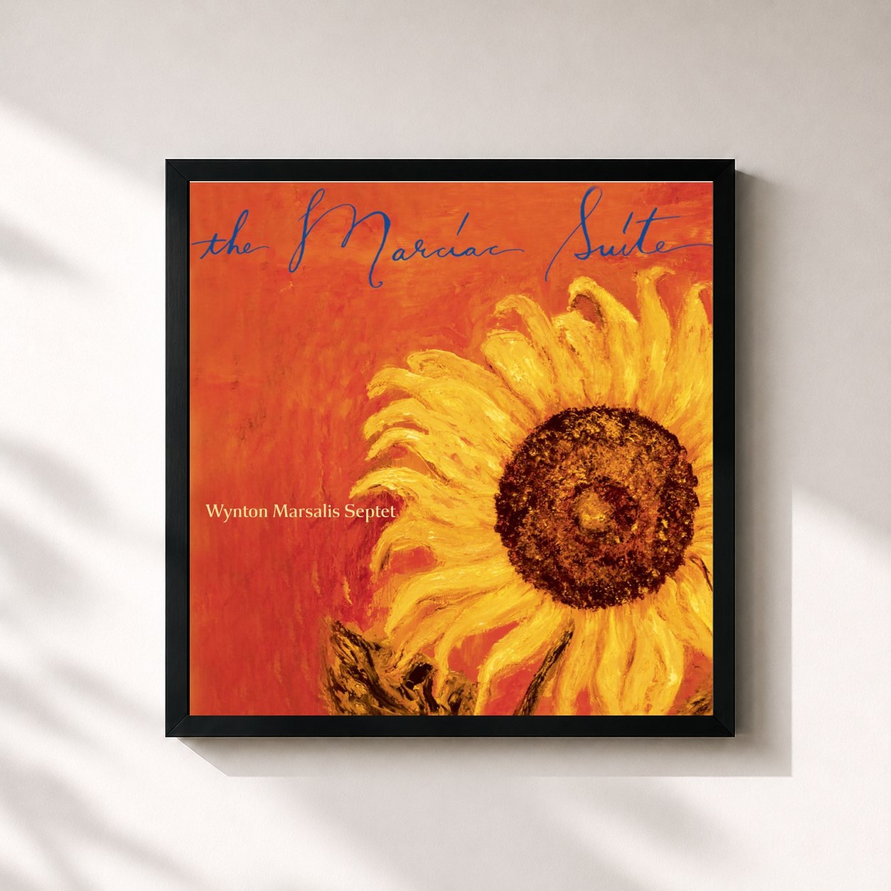 #noir Tableau carré de l'album The Marciac Suite de Wynton Marsalis, cadre noir 32x32 cm