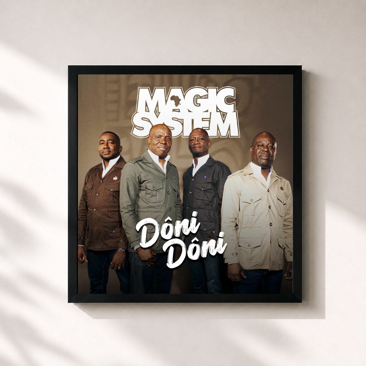 #noir Tableau carré de l'album DONI DONI de Magic System, cadre noir 32x32 cm