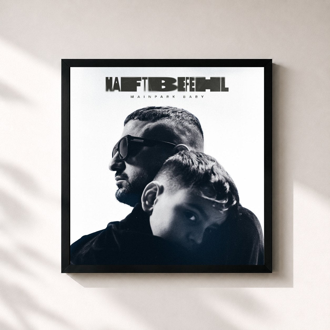#noir Tableau carré de l'album Mainpark Baby de Haftbefehl, cadre noir 32x32 cm