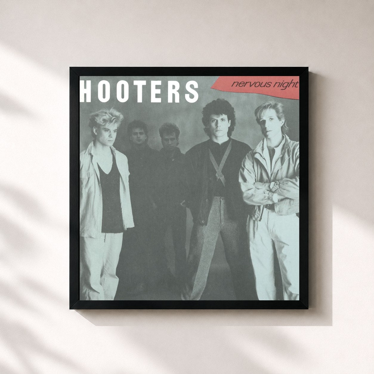 #noir Tableau carré de l'album Nervous Night de The Hooters, cadre noir 32x32 cm