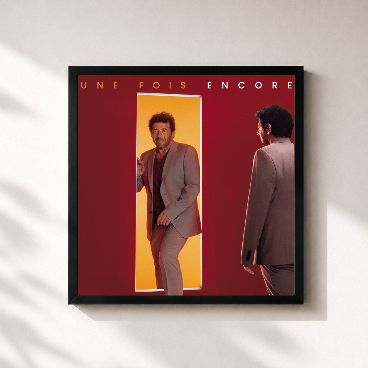 #noir Tableau carré de l'album Une fois encore de Patrick Bruel, cadre noir 32x32 cm