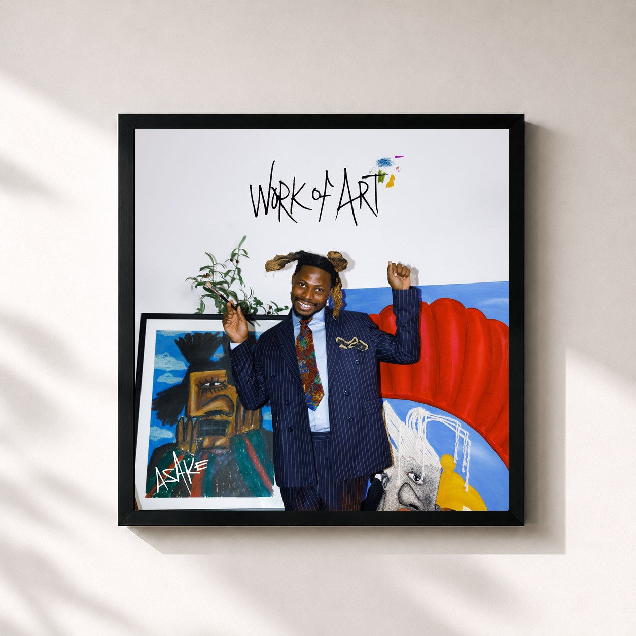 #noir Tableau carré de l'album Work Of Art de Asake, cadre noir 32x32 cm
