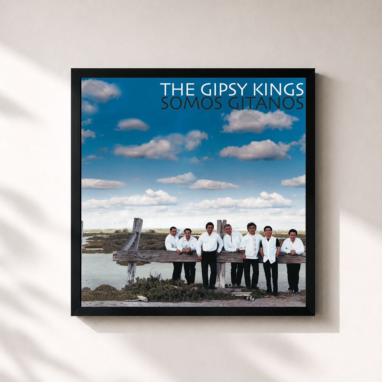 #noir Tableau carré de l'album Somos Gitanos de Gipsy Kings, cadre noir 32x32 cm