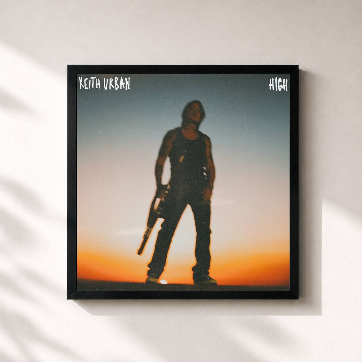 #noir Tableau carré de l'album HIGH de Keith Urban, cadre noir 32x32 cm