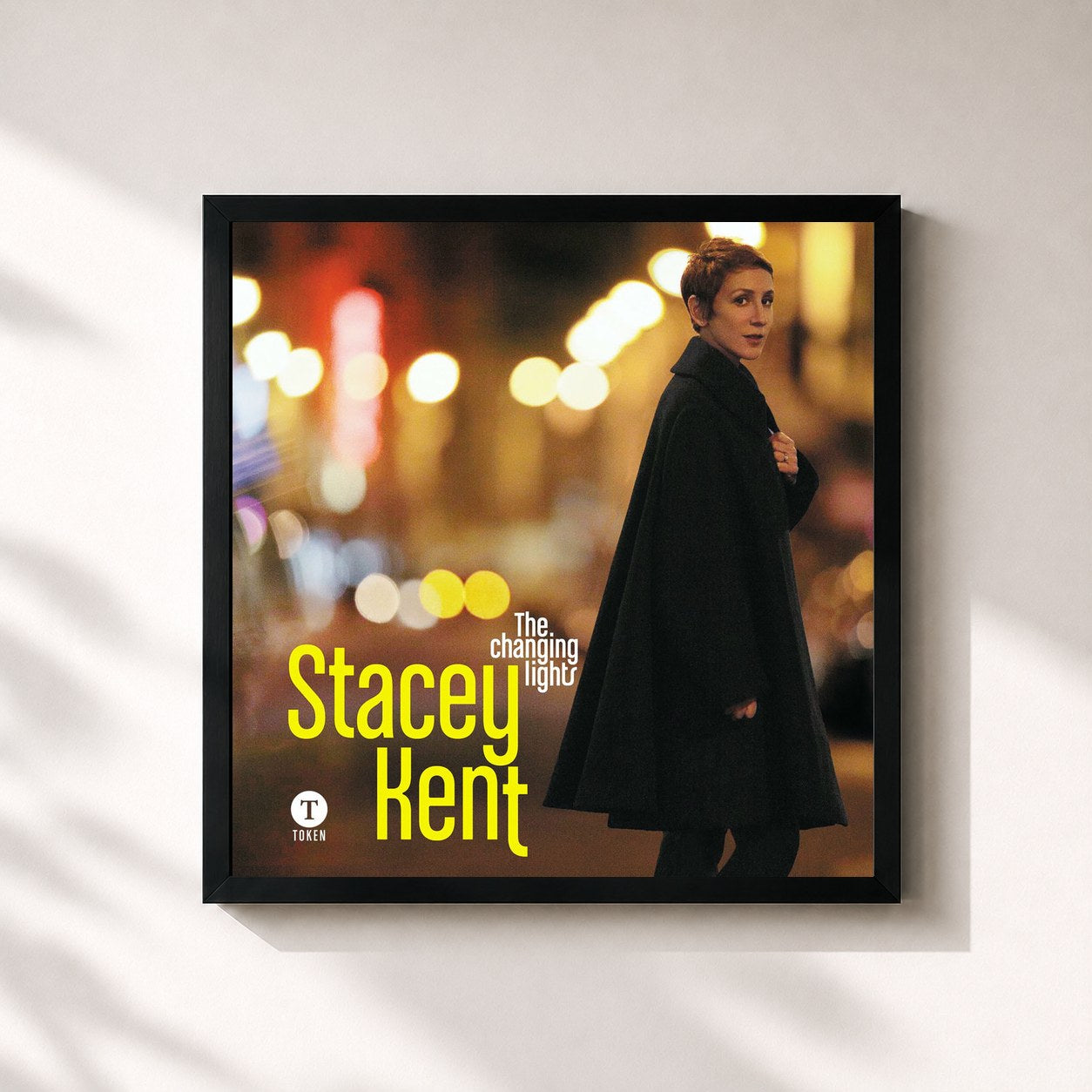 #noir Tableau carré de l'album The Changing Lights (Bonus Edition) de Stacey Kent, cadre noir 32x32 cm