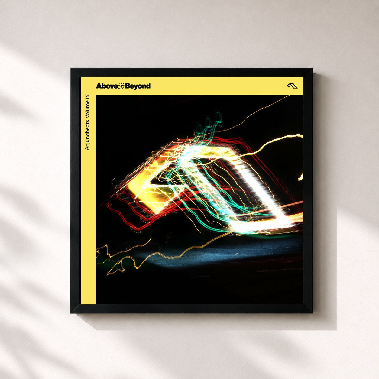 #noir Tableau carré de l'album Anjunabeats Volume 16 de Above & Beyond, cadre noir 32x32 cm
