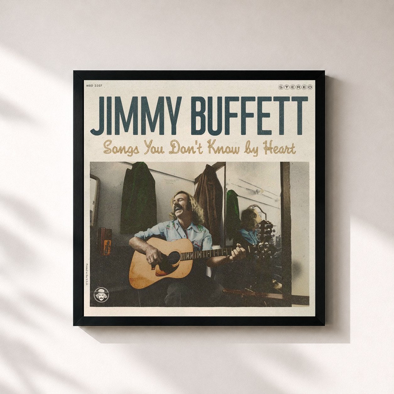#noir Tableau carré de l'album Songs You Don't Know By Heart de Jimmy Buffett, cadre noir 32x32 cm