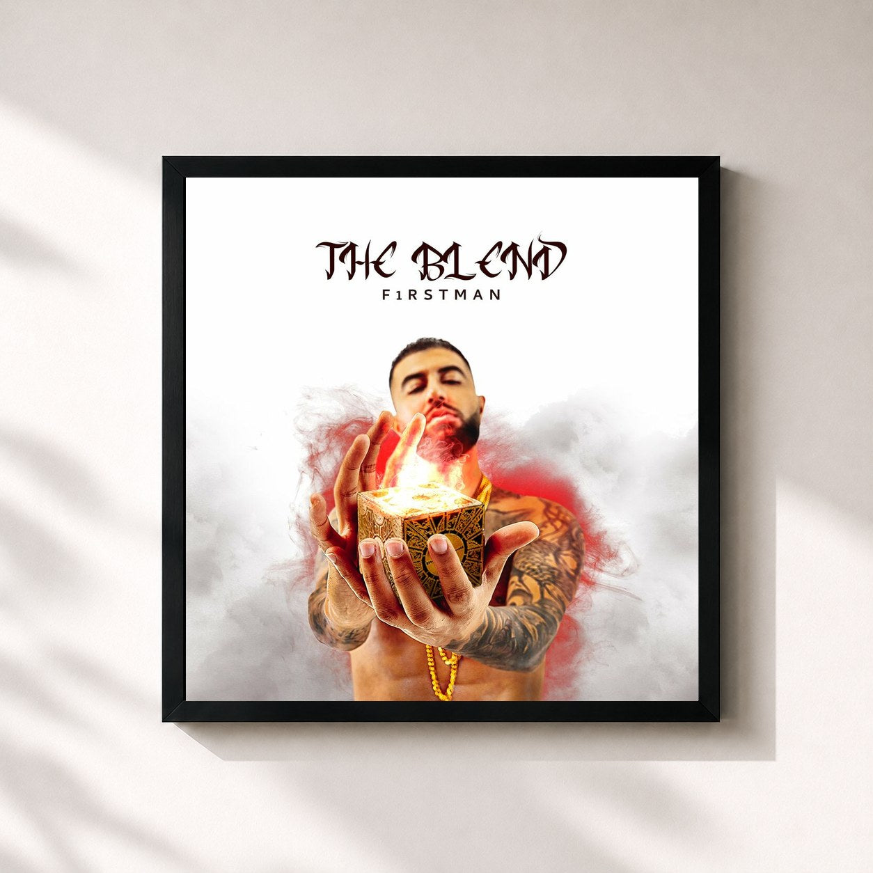 #noir Tableau carré de l'album The Blend de F1rstman, cadre noir 32x32 cm