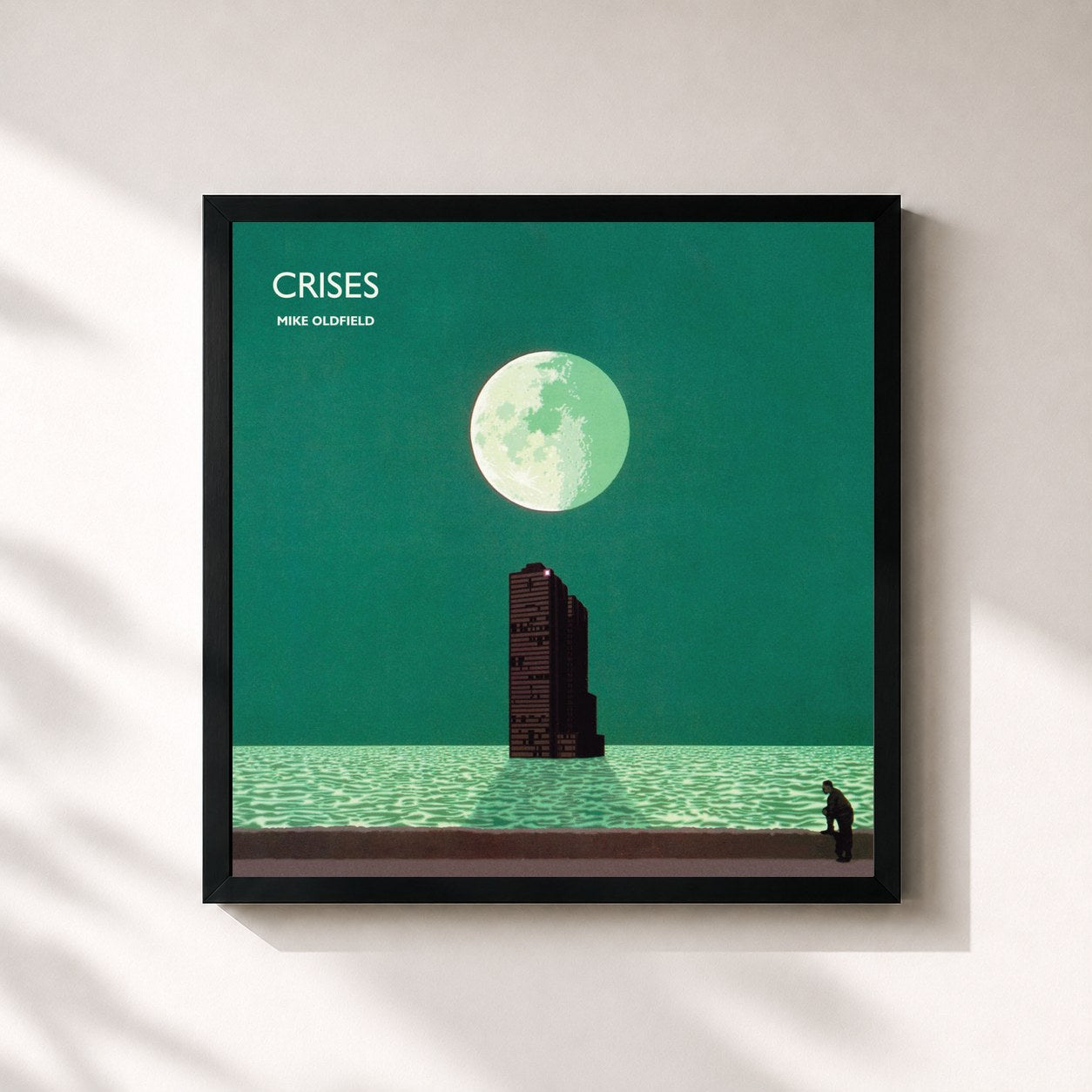 #noir Tableau carré de l'album Crises de Mike Oldfield, cadre noir 32x32 cm
