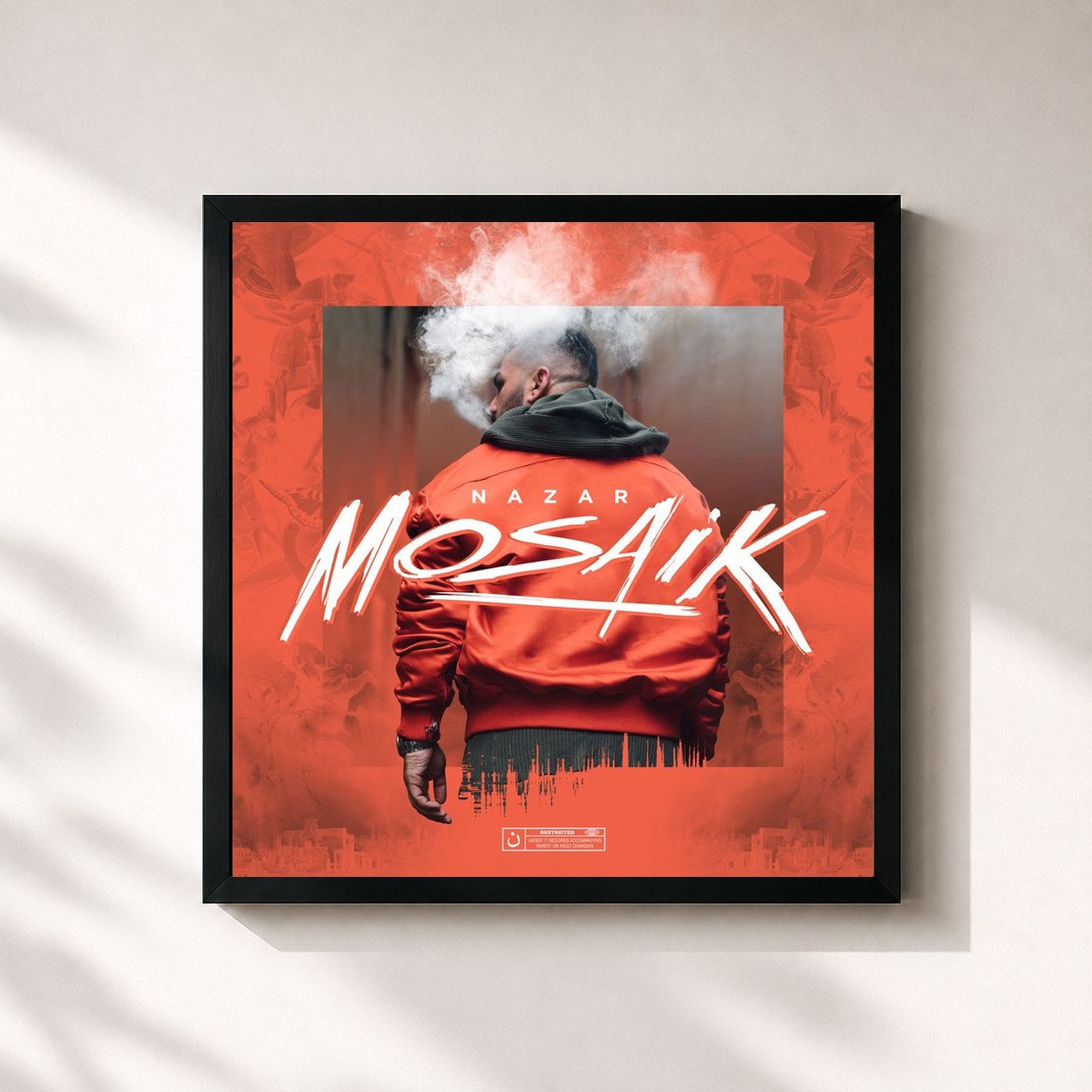 #noir Tableau carré de l'album Mosaik de Nazar, cadre noir 32x32 cm