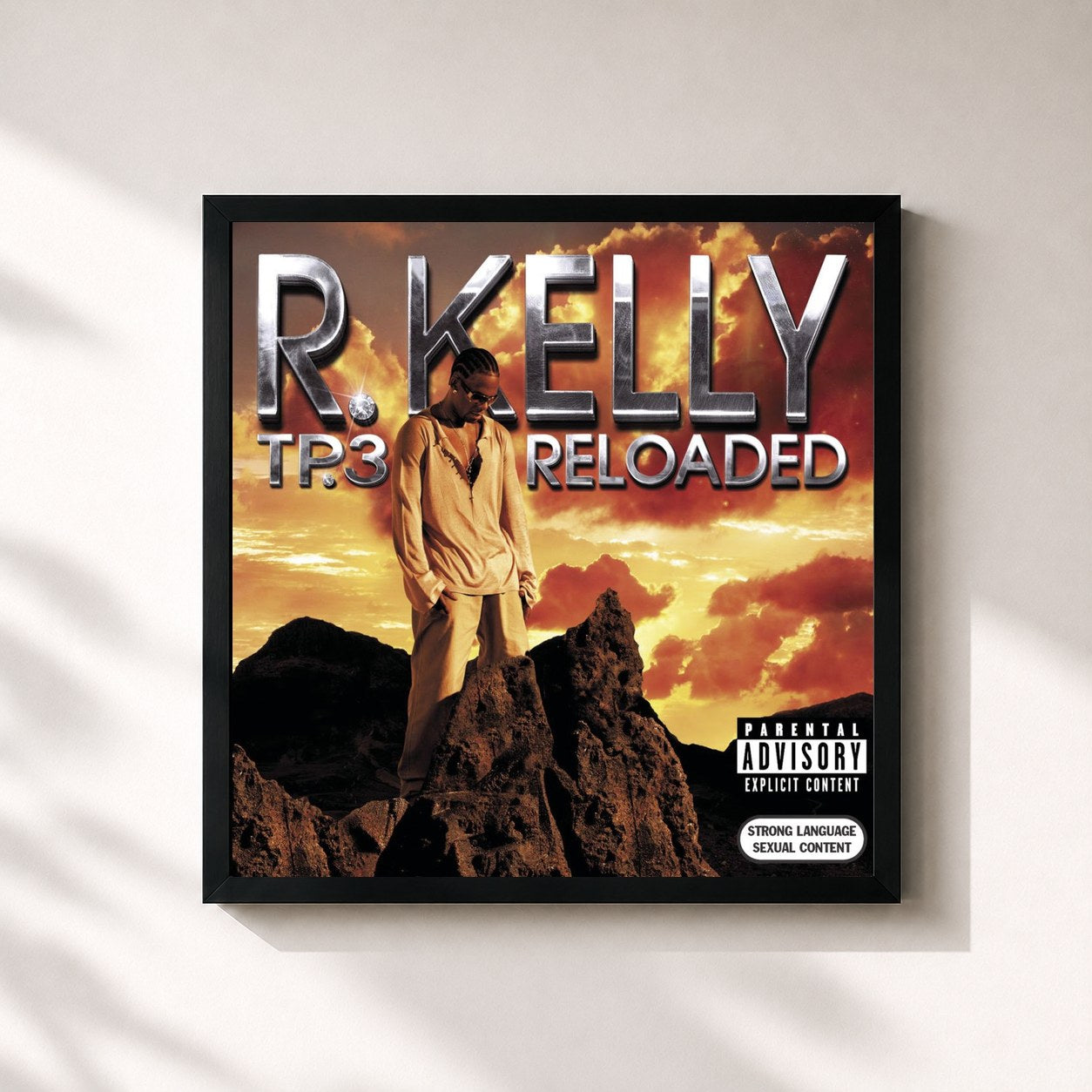 #noir Tableau carré de l'album Tp.3 Reloaded de R. Kelly, cadre noir 32x32 cm
