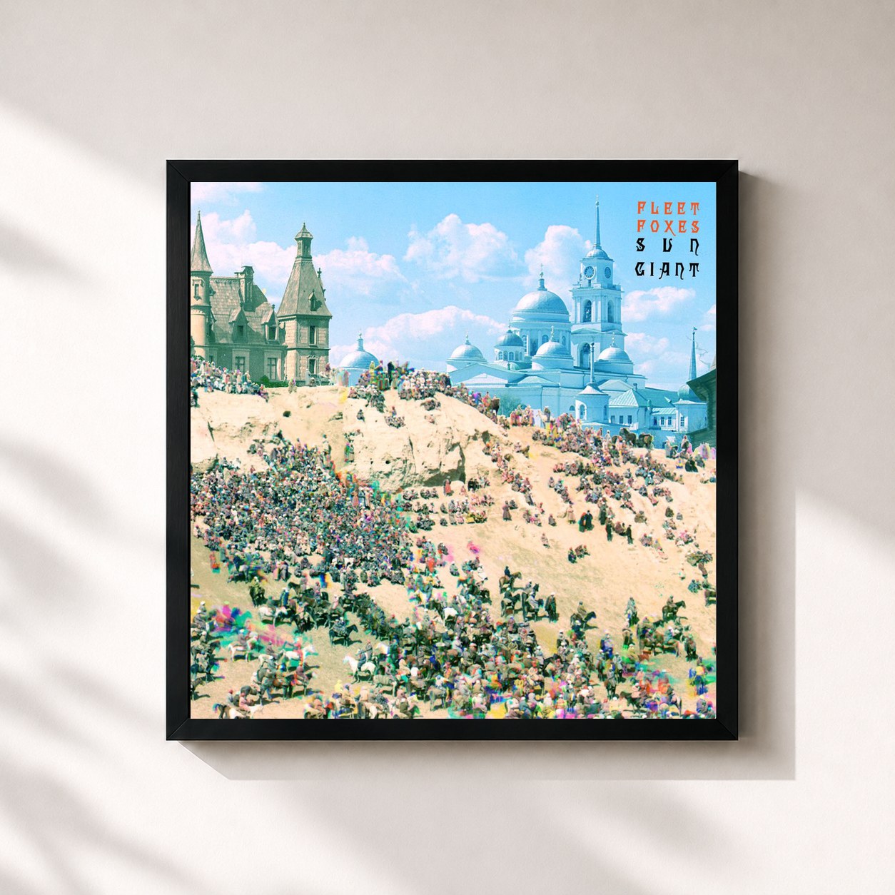 #noir Tableau carré de l'album Sun Giant de Fleet Foxes, cadre noir 32x32 cm