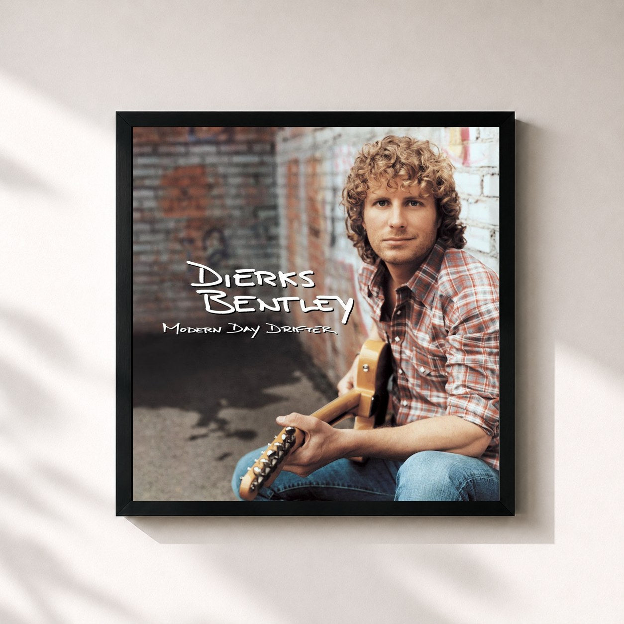 #noir Tableau carré de l'album Modern Day Drifter de Dierks Bentley, cadre noir 32x32 cm