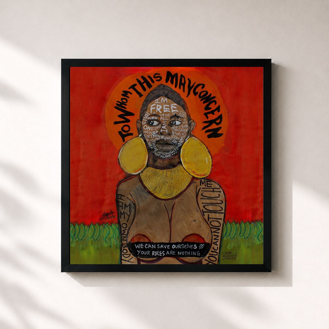 #noir Tableau carré de l'album To Whom This May Concern de Jill Scott, cadre noir 32x32 cm