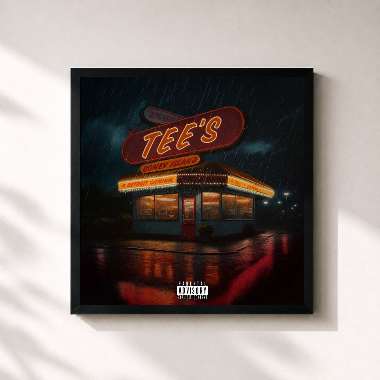 #noir Tableau carré de l'album Tee's Coney Island de Tee Grizzley, cadre noir 32x32 cm