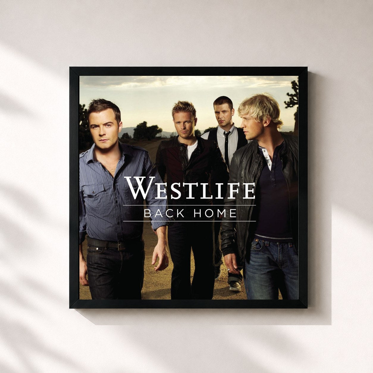 #noir Tableau carré de l'album Back Home de Westlife, cadre noir 32x32 cm