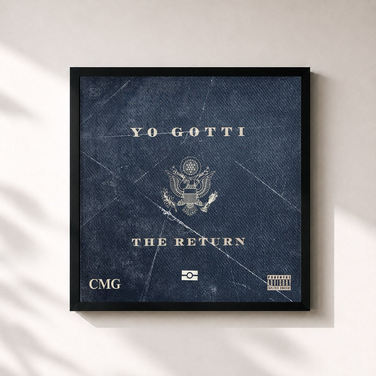 #noir Tableau carré de l'album The Return de Yo Gotti, cadre noir 32x32 cm