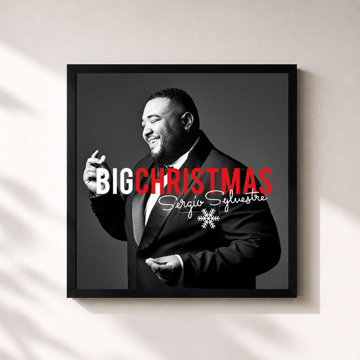 #noir Tableau carré de l'album Big Christmas de Sergio Sylvestre, cadre noir 32x32 cm