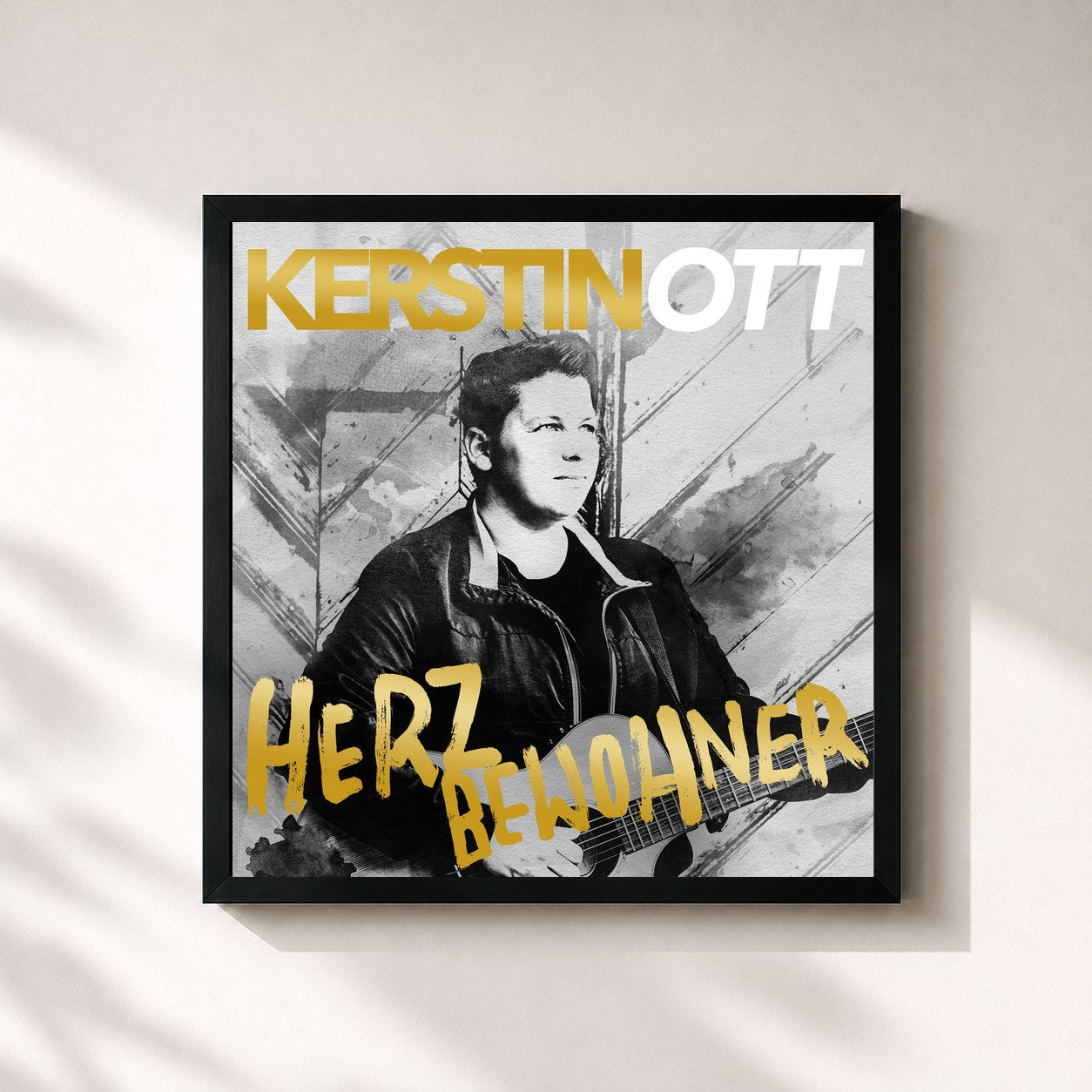 #noir Tableau carré de l'album Herzbewohner (Gold Edition) de Kerstin Ott, cadre noir 32x32 cm