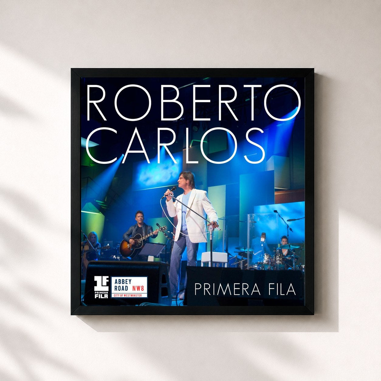 #noir Tableau carré de l'album Primera Fila de Roberto Carlos, cadre noir 32x32 cm