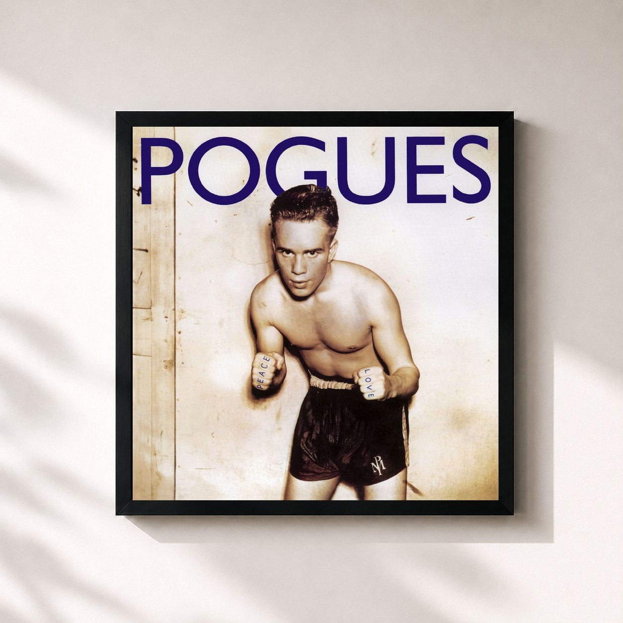 #noir Tableau carré de l'album Peace and Love (Expanded Edition) de The Pogues, cadre noir 32x32 cm