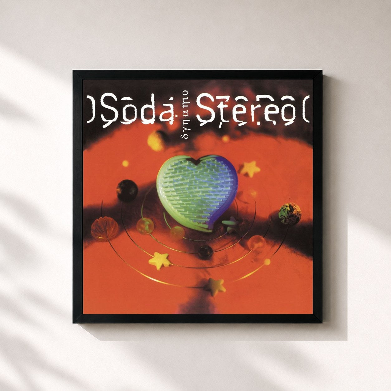 #noir Tableau carré de l'album Dynamo de Soda Stereo, cadre noir 32x32 cm