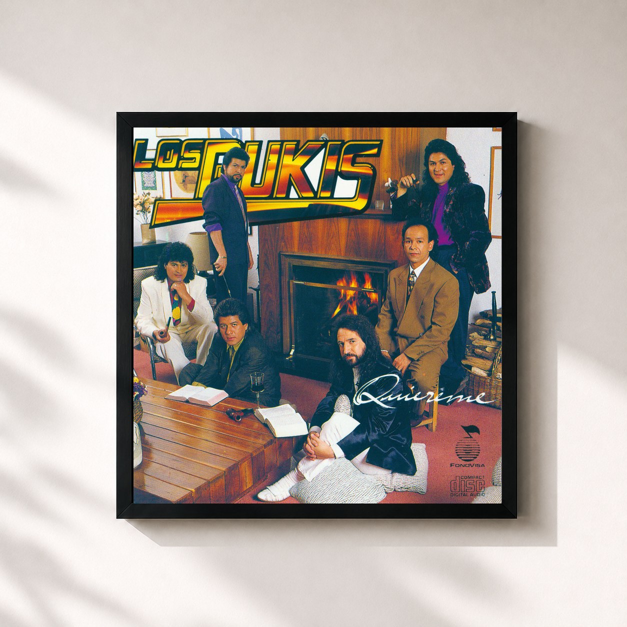 #noir Tableau carré de l'album Quiereme de Los Bukis, cadre noir 32x32 cm
