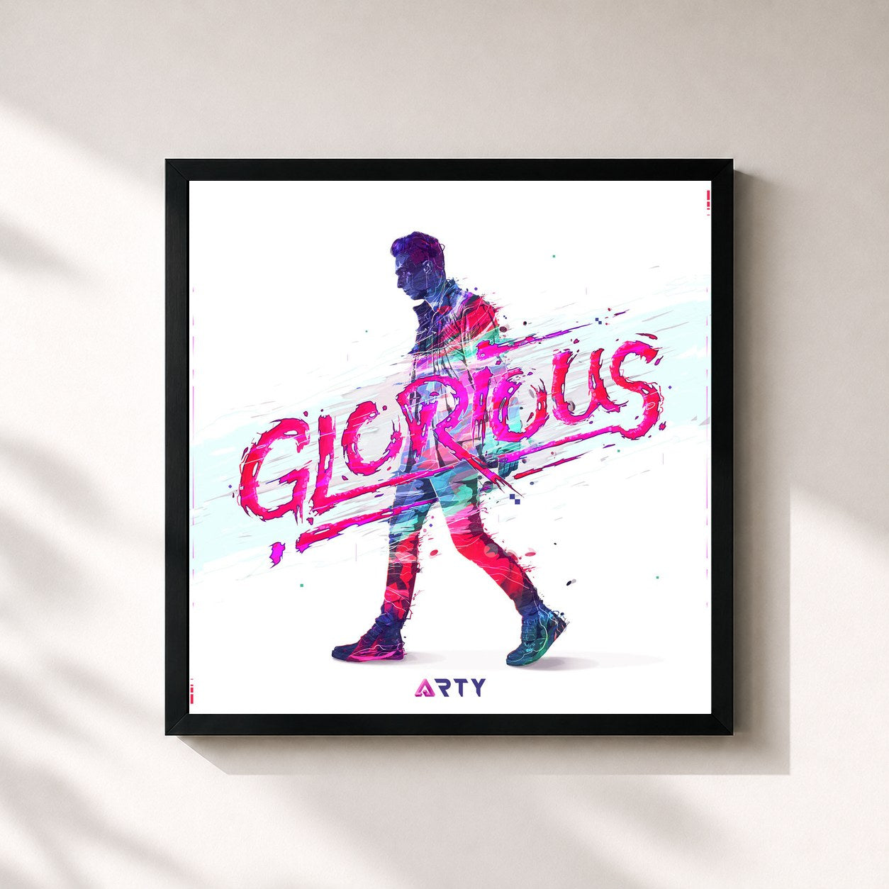 #noir Tableau carré de l'album Glorious de Arty, cadre noir 32x32 cm