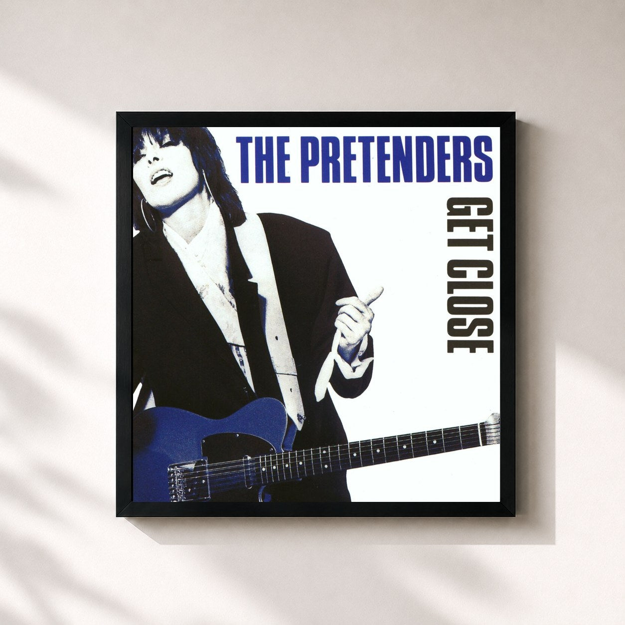 #noir Tableau carré de l'album Get Close de Pretenders, cadre noir 32x32 cm