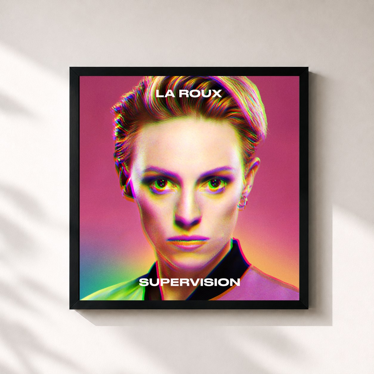 #noir Tableau carré de l'album Supervision de La Roux, cadre noir 32x32 cm