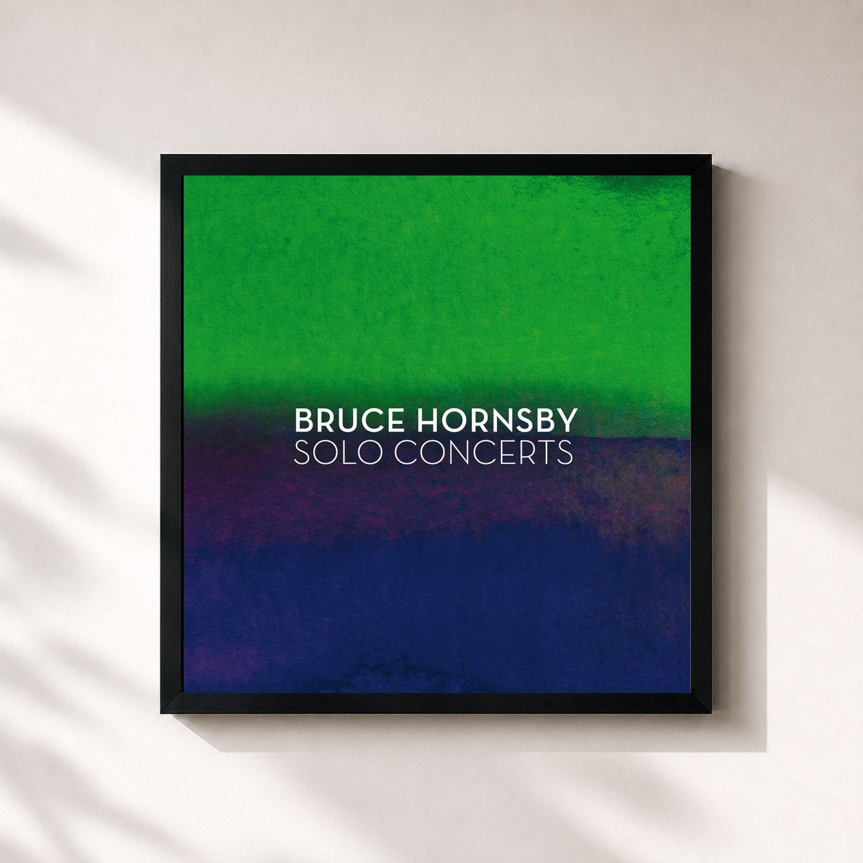 #noir Tableau carré de l'album Solo Concerts de Bruce Hornsby, cadre noir 32x32 cm